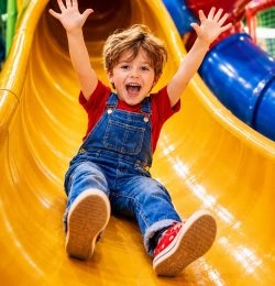 jeune toboggan sourire