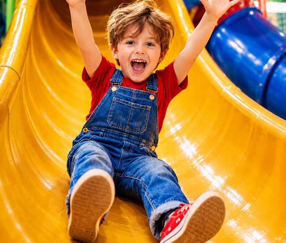 jeune toboggan sourire