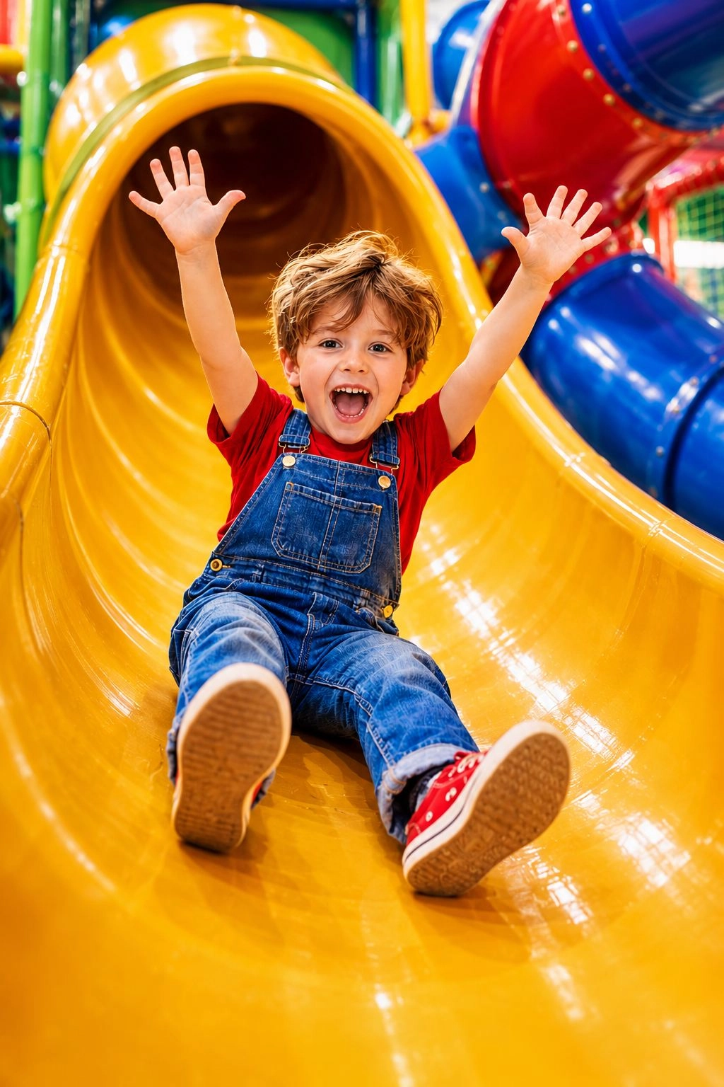 jeune toboggan sourire