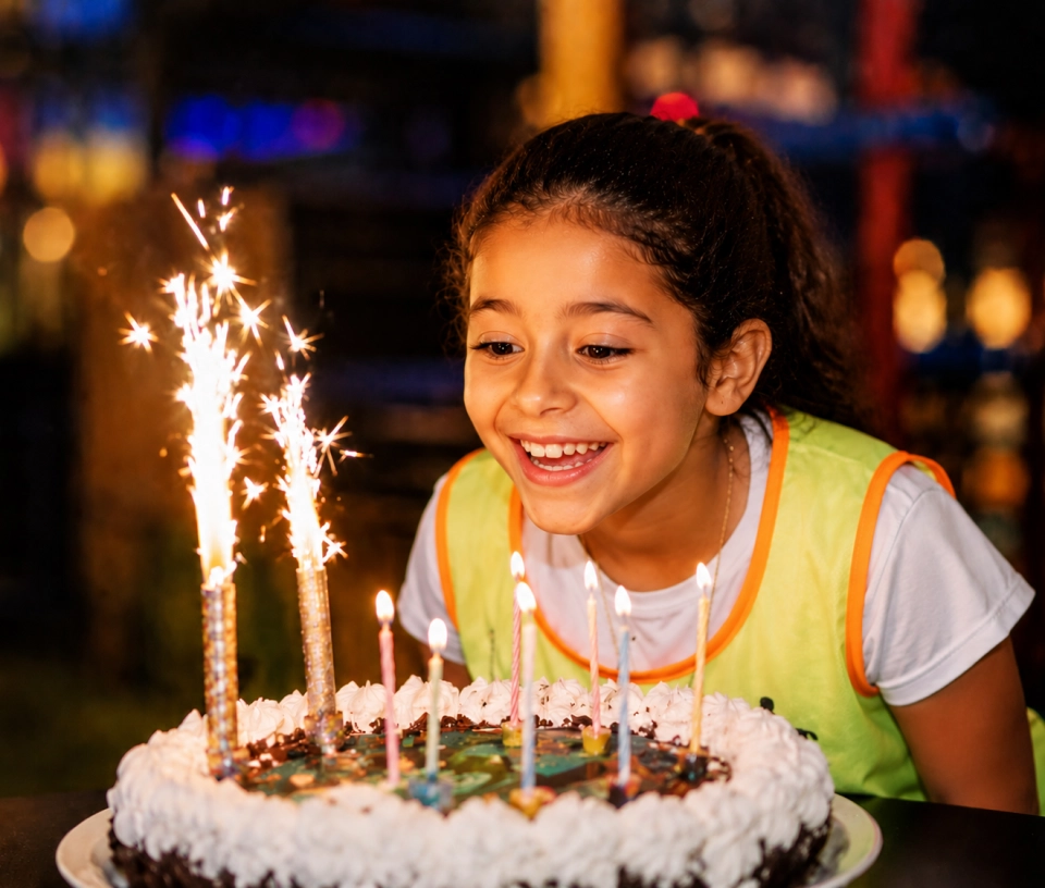 Enfant soufflant ses bougies pour son anniversaire