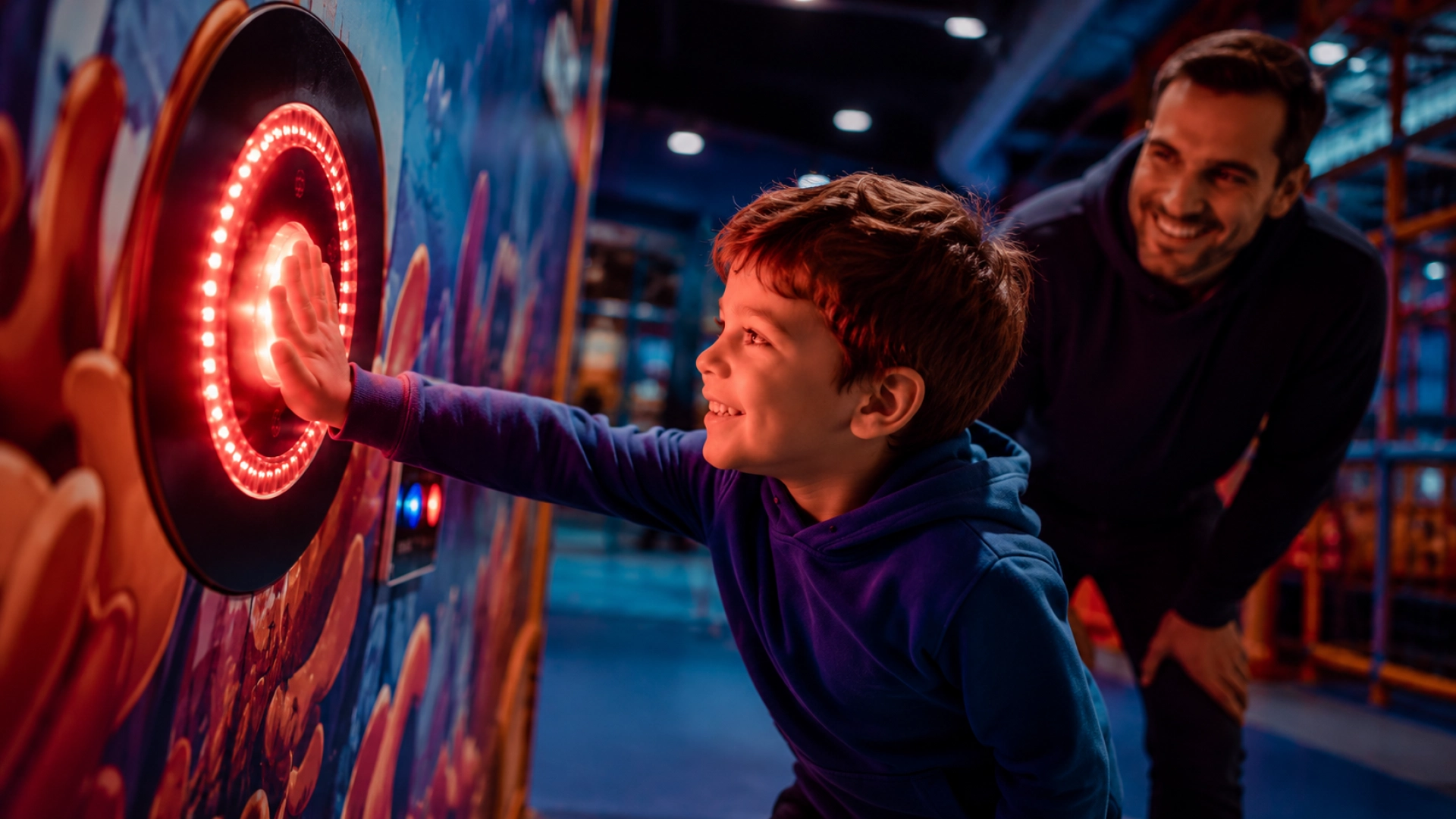 cibles interactives enfant parent souriant parc de jeux