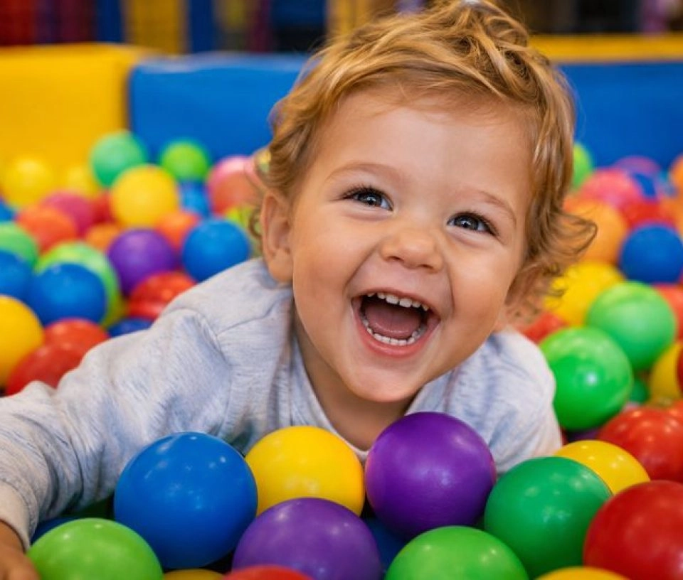 piscine à balle enfant sourire
