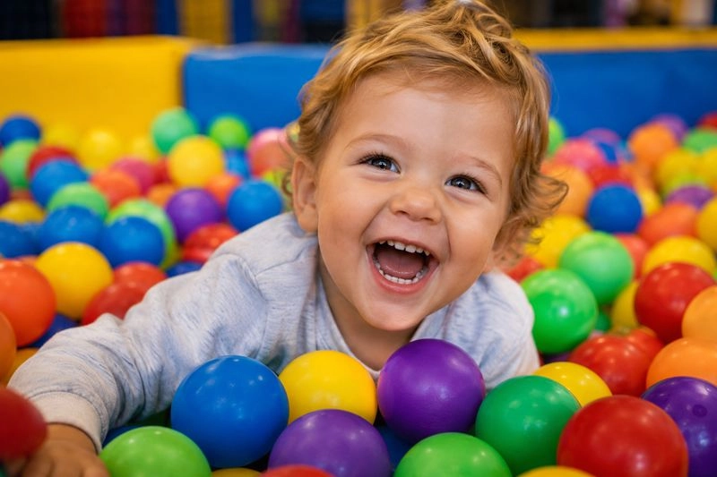 piscine à balle enfant sourire