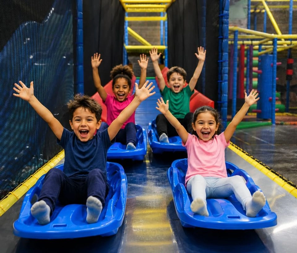 groupe enfant luge enfants