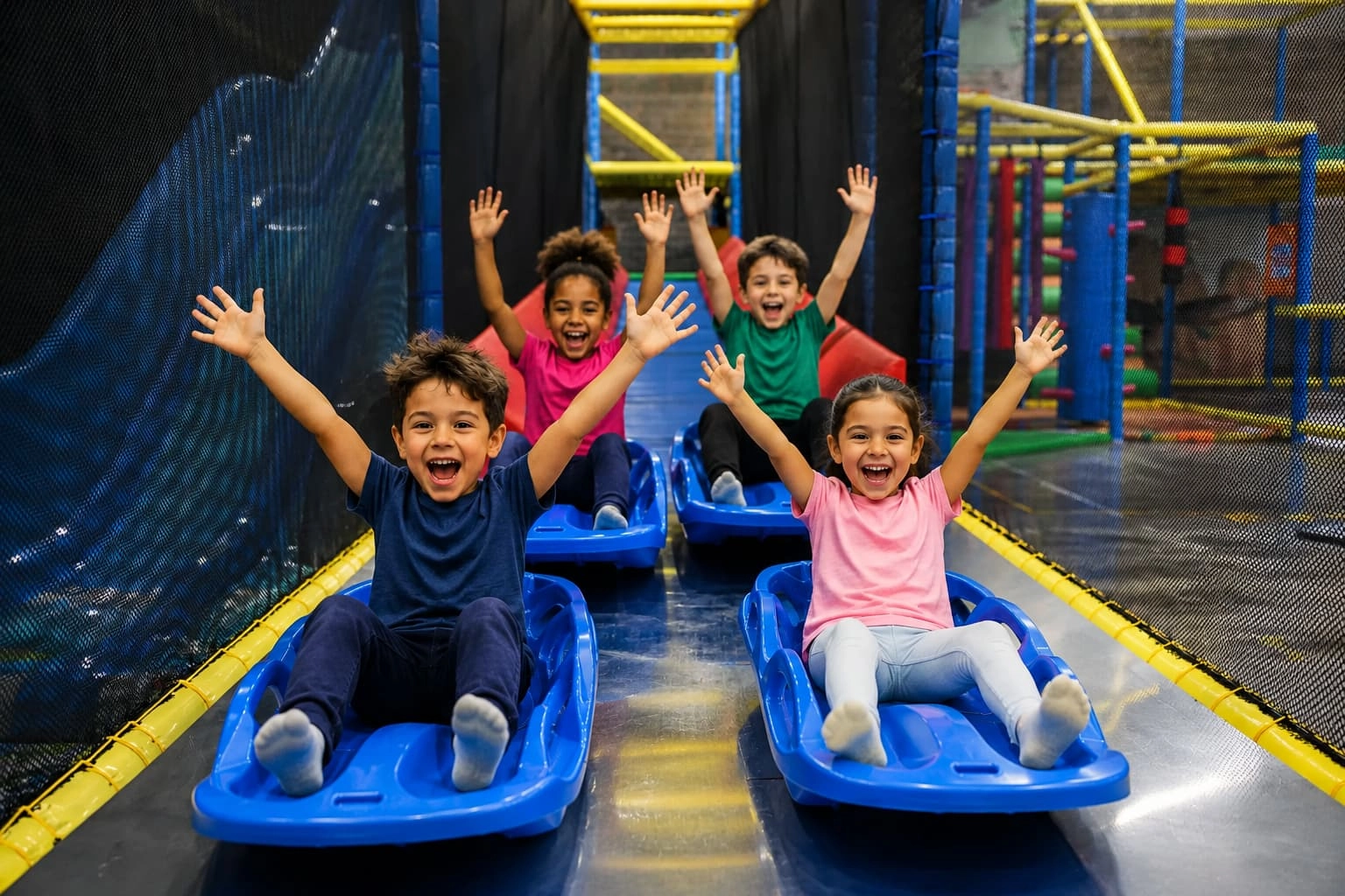 groupe enfant luge enfants