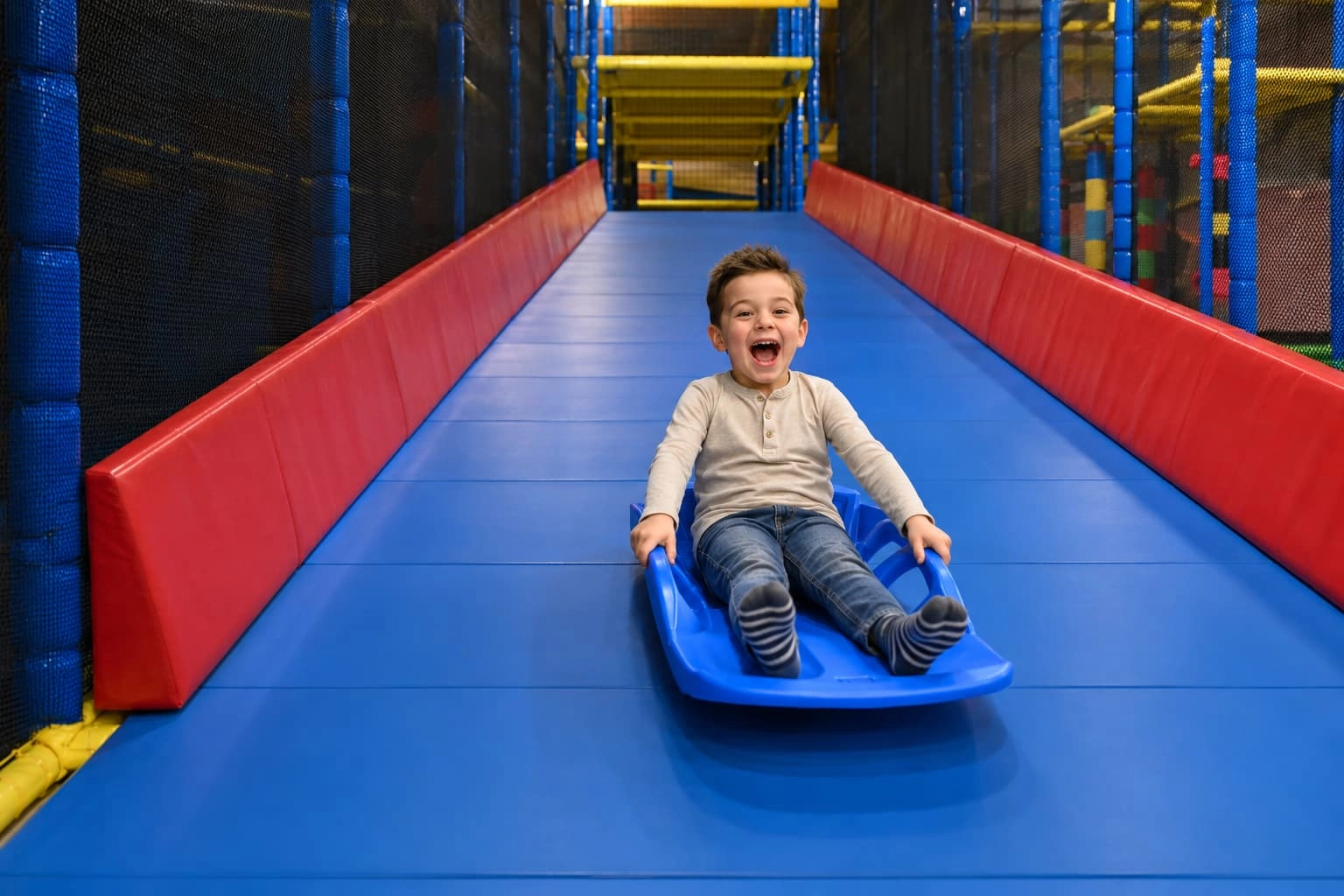 Piste de luge dans un parc de jeux pour enfants