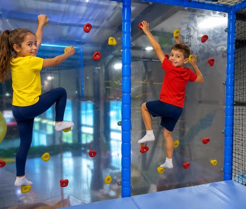 salle escalade dans une aire de jeux interieur