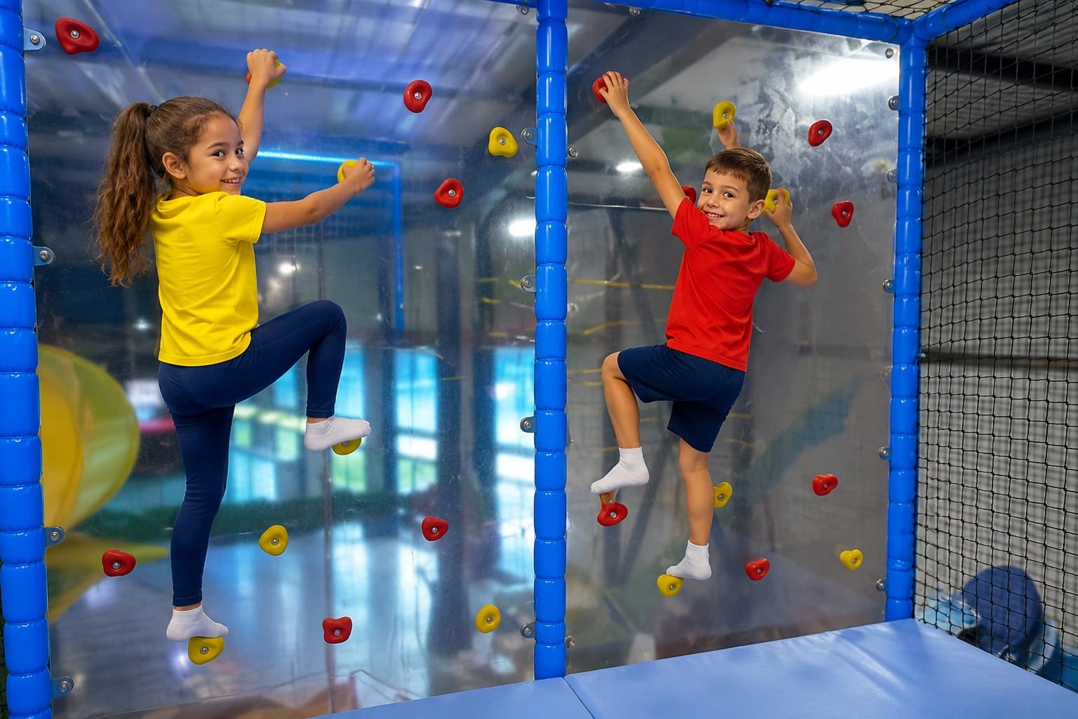 salle escalade dans une aire de jeux interieur